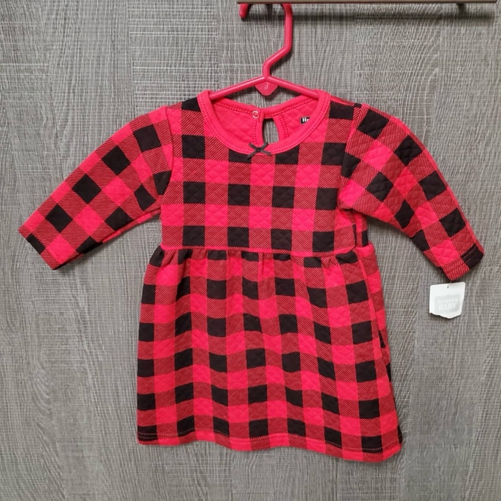 Hudson Baby Red Black Buffalo Plaid Check Dress 6-9 months